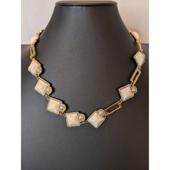 Lulu Frost Necklace & Bracelet W/ Cream Enamel Faux Pearl Accents & Rhinestones - Picture 2 of 10